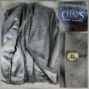 VTG Chaps Ralph Lauren Men's Velvet 3-Button Blazer Black 46R Sport Coat‎ Jacket
